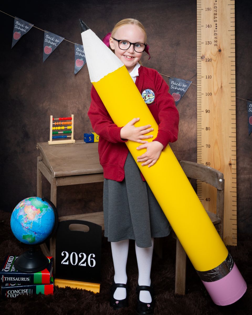 Starting School Photo Shoot Event West Sussex Crawley Down Starting School Sessions featuring a giant pencil 6