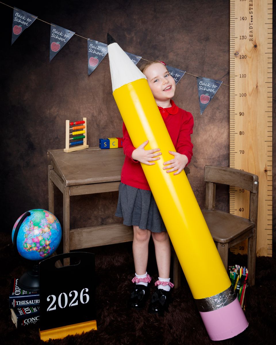Starting School Photo Shoot Event West Sussex Crawley Down Starting School Sessions featuring a giant pencil 3